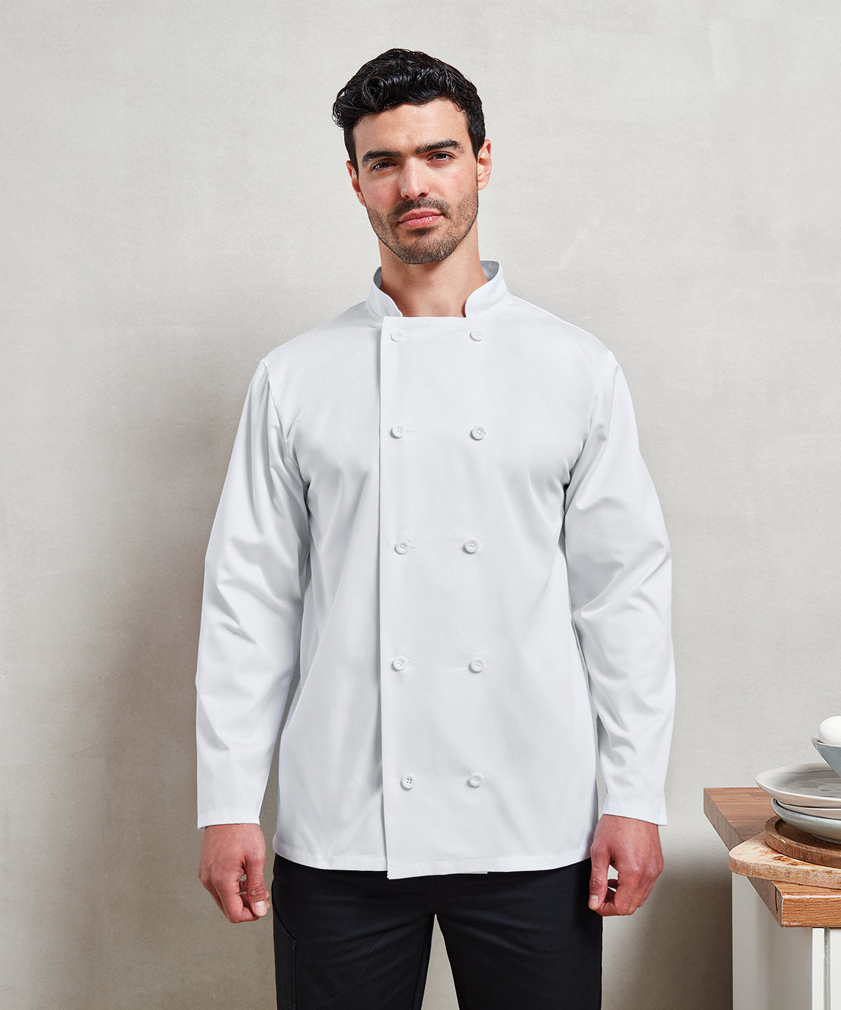 Premier Long Sleeve Chefs Jacket for Male Chefs in Plus Sizes