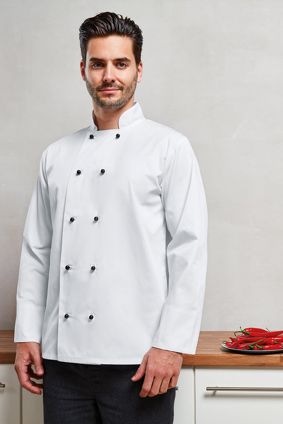 Premier Cuisine Long Sleeve Chef Jacket with Removable Black Studs
