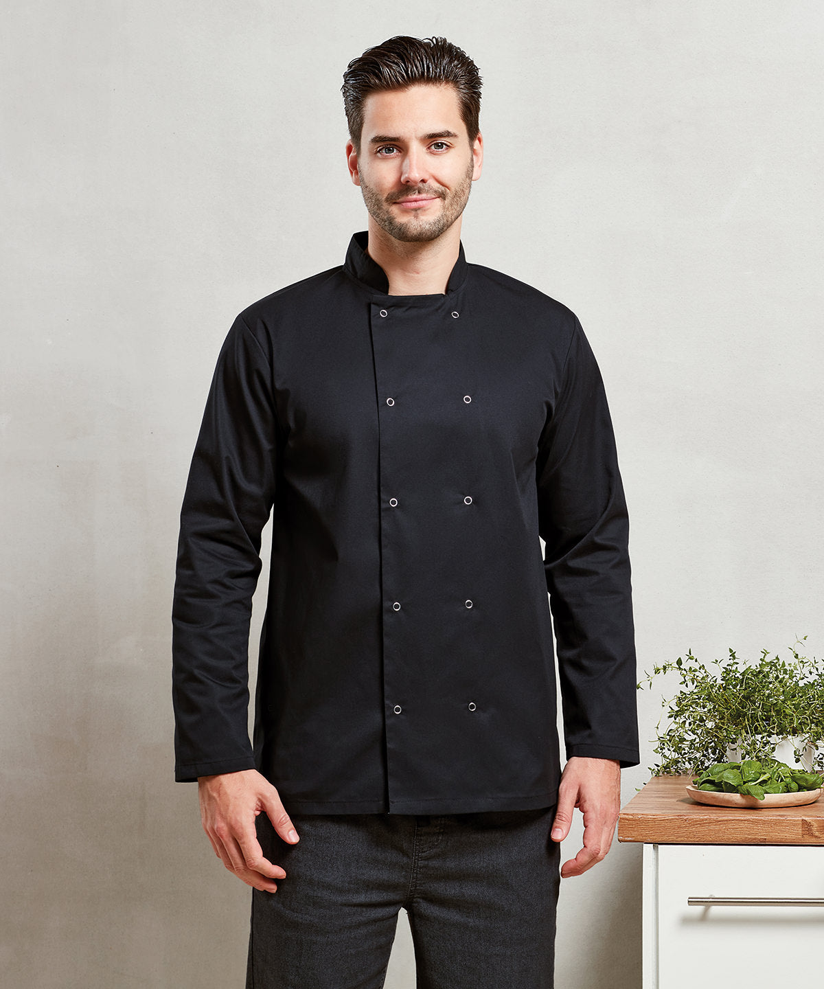 Premium Studded Long Sleeve Chef Jacket Male Adult