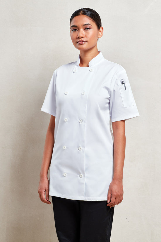 Womens Short Sleeve Chefs Jacket Premier Chef Wear