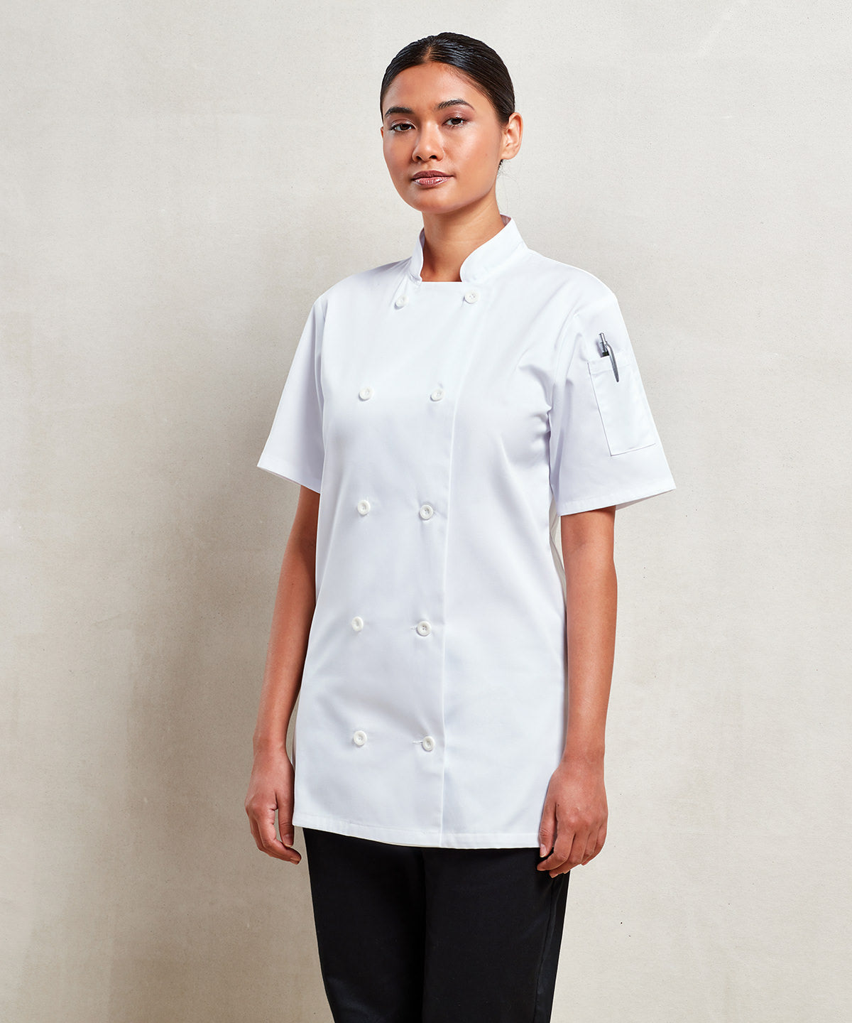 Womens Short Sleeve Chefs Jacket Premier Chef Wear
