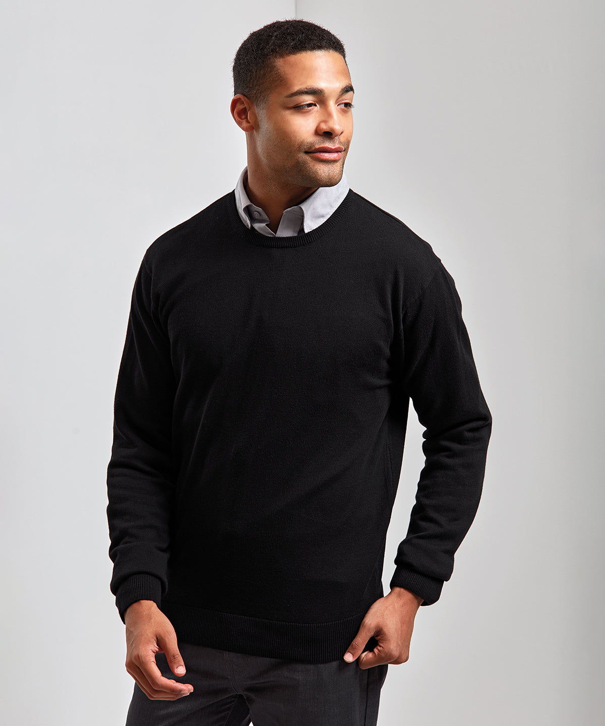 Mens CottonRich Crew Neck Knit Sweater Plus Size