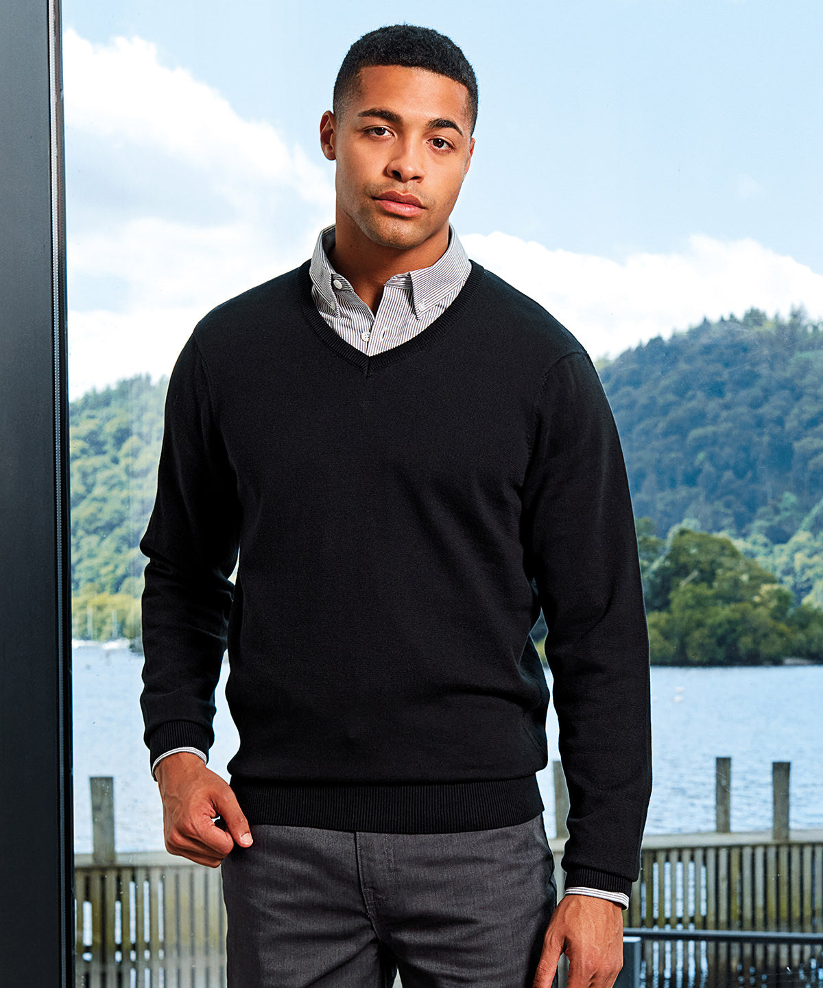 Mens Premier VNeck Knitted Sweater Plus Sizes