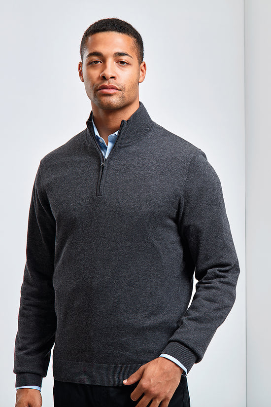 Mens Premier Zip Knitted Sweater Plus Size Knitwear