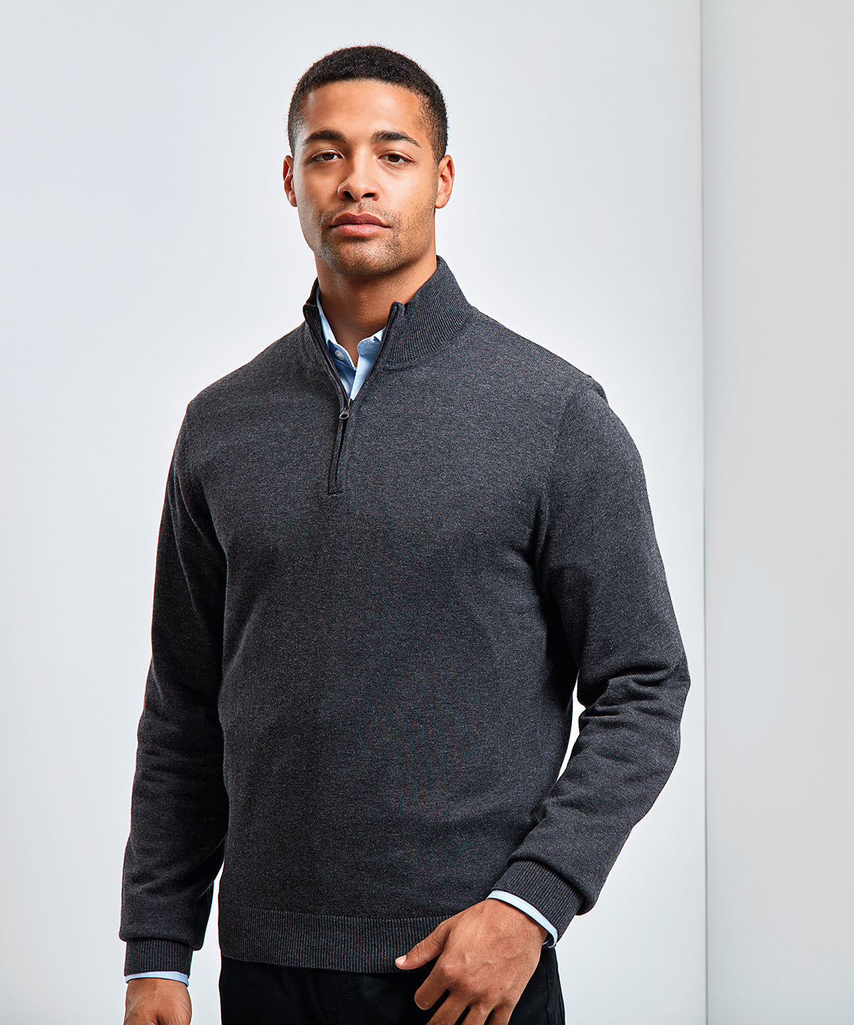 Mens Premier Zip Knitted Sweater Plus Size Knitwear