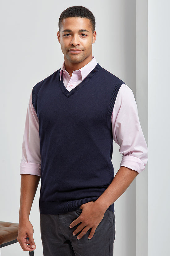 Mens Sleeveless VNeck Knitted Sweater in Plus Sizes