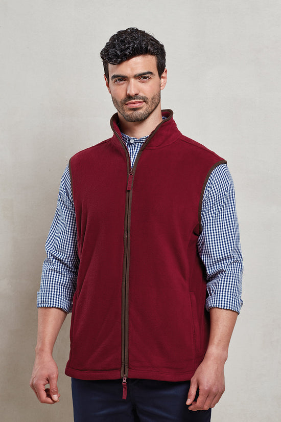 Mens Sleeveless Fleece Gilet with Contrast Trim