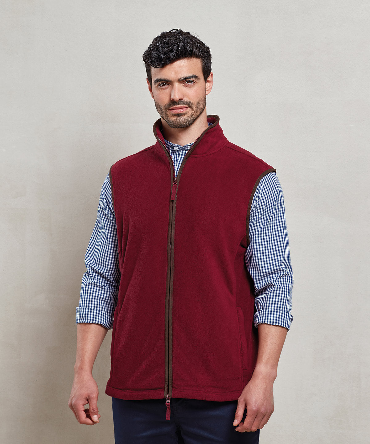 Mens Sleeveless Fleece Gilet with Contrast Trim