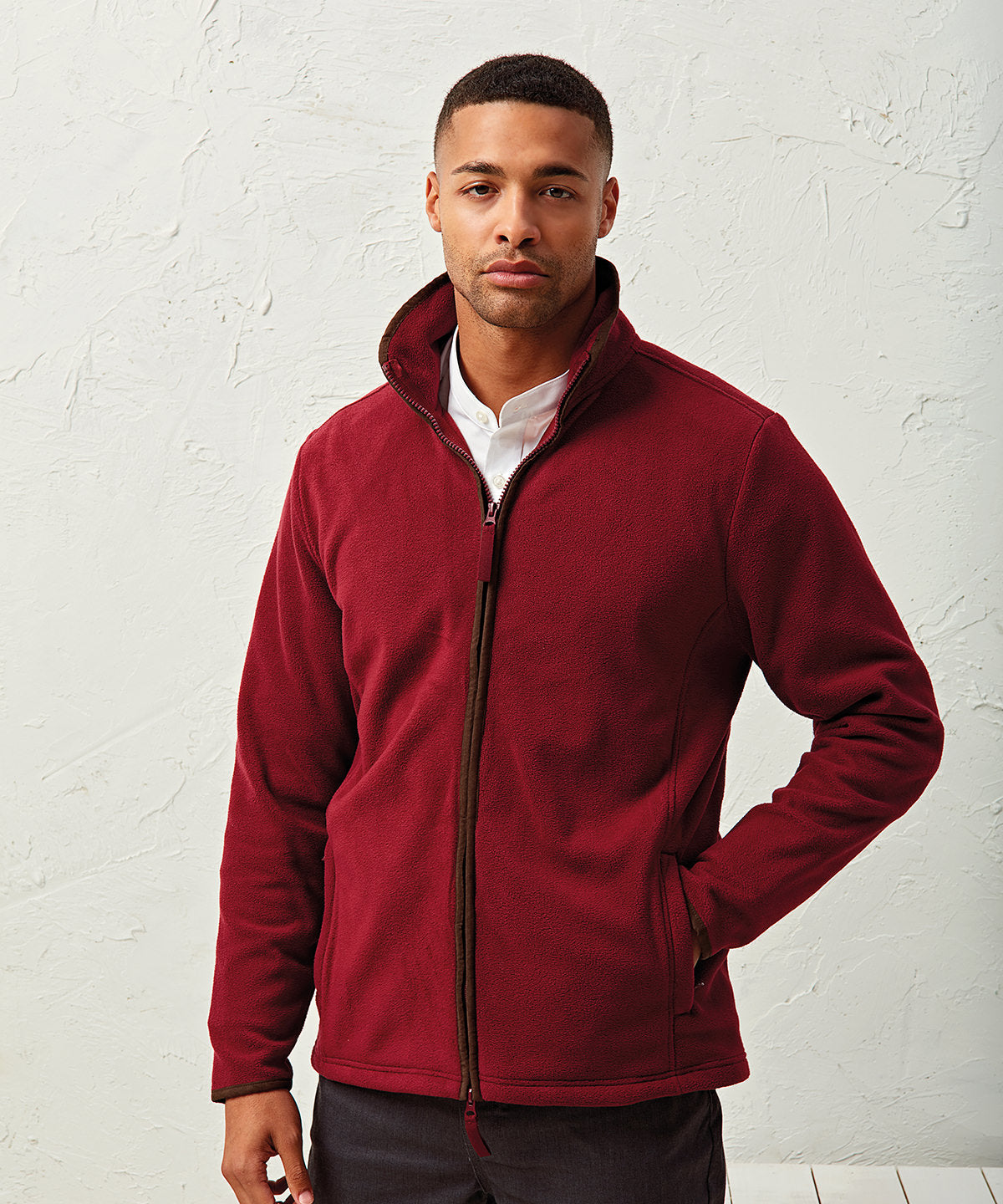 Premier Artisan Fleece Jacket for Men with Contrast Trim Detail