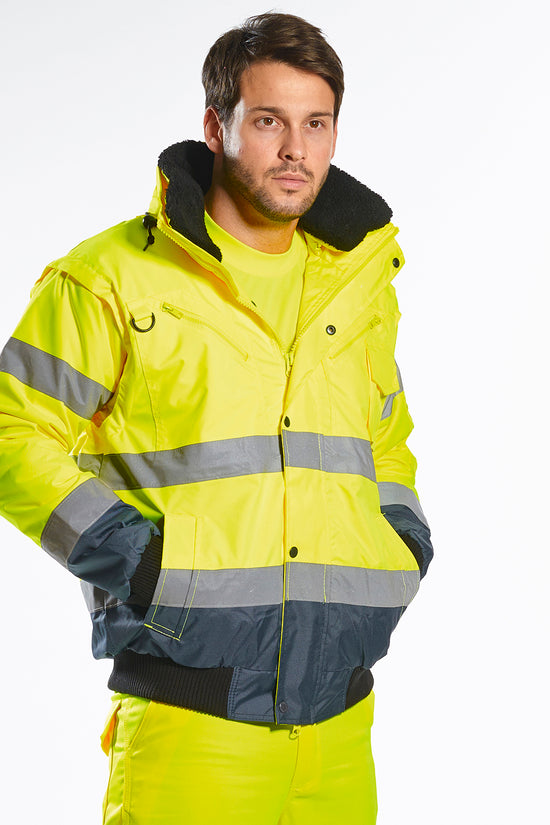 Portwest Hivis Contrast Bomber Jacket C465 AllWeather Protection
