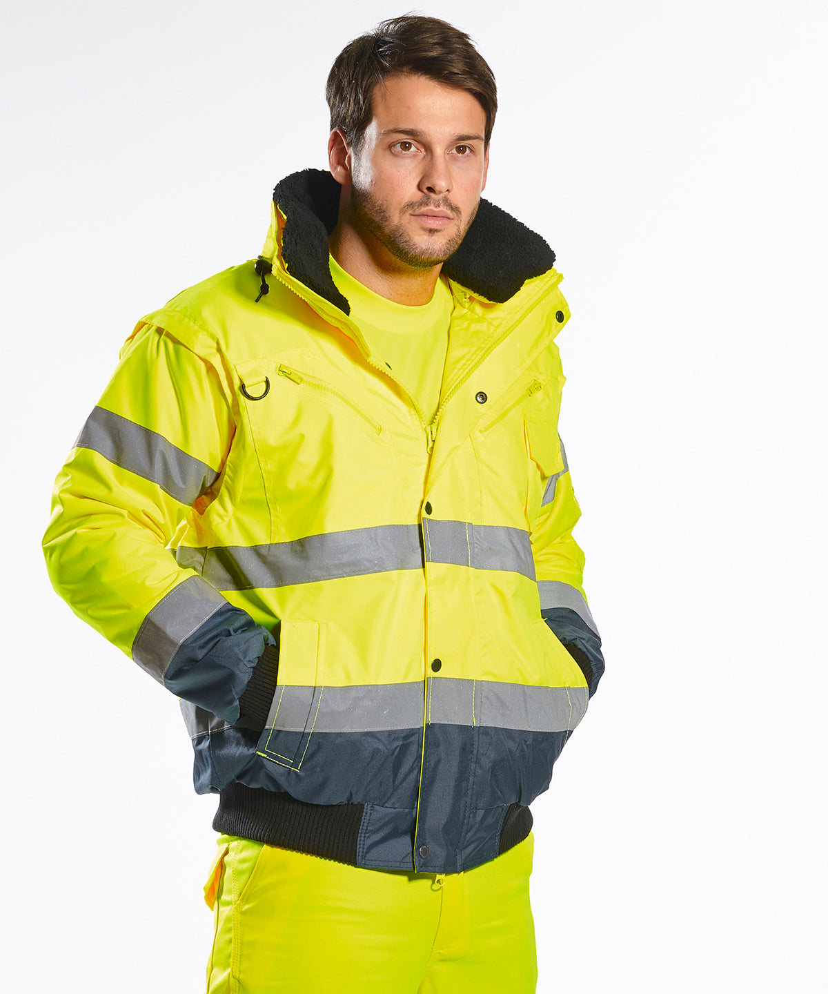 Portwest Hivis Contrast Bomber Jacket C465 AllWeather Protection