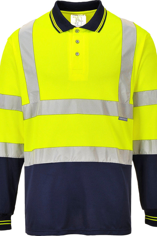 Portwest Twotone Long Sleeve Polo S279 Unisex Safetywear