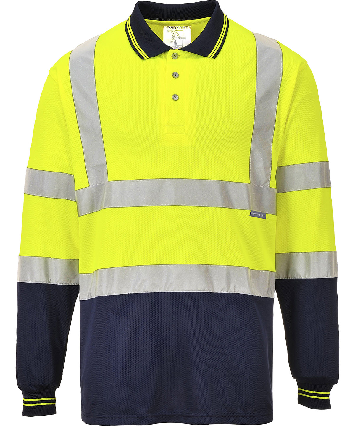 Portwest Twotone Long Sleeve Polo S279 Unisex Safetywear