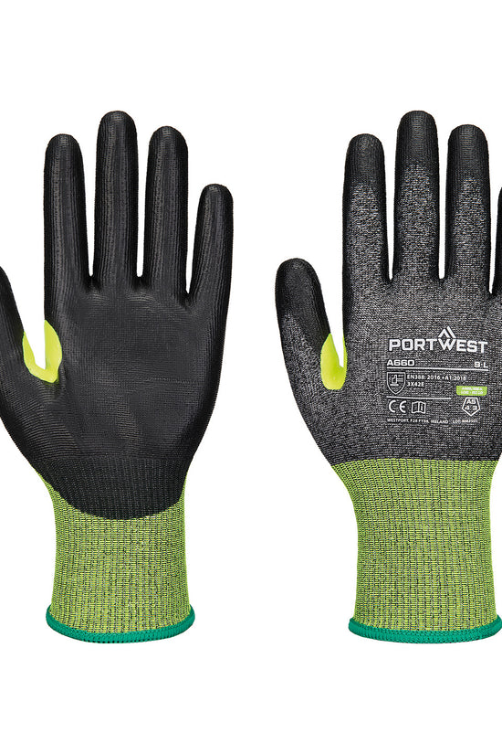 Black 18Gauge CutResistant PU Gloves with Enhanced Grip