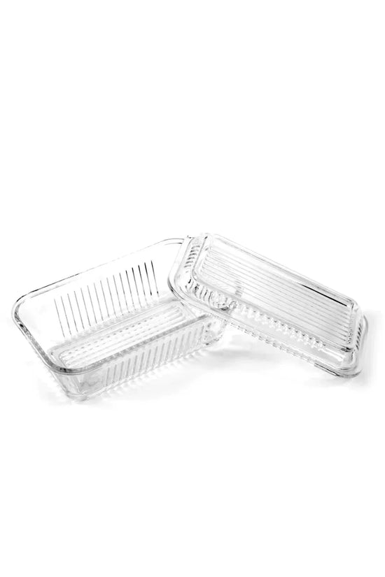 Elegant PB Frigo Clear Glass Cheese Butter Dish 17x10x7cm