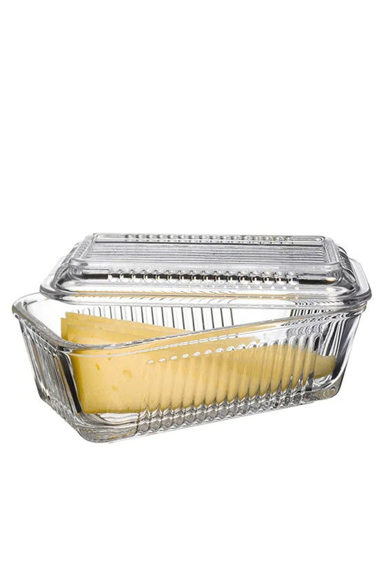 Elegant PB Frigo Clear Glass Cheese Butter Dish 17x10x7cm