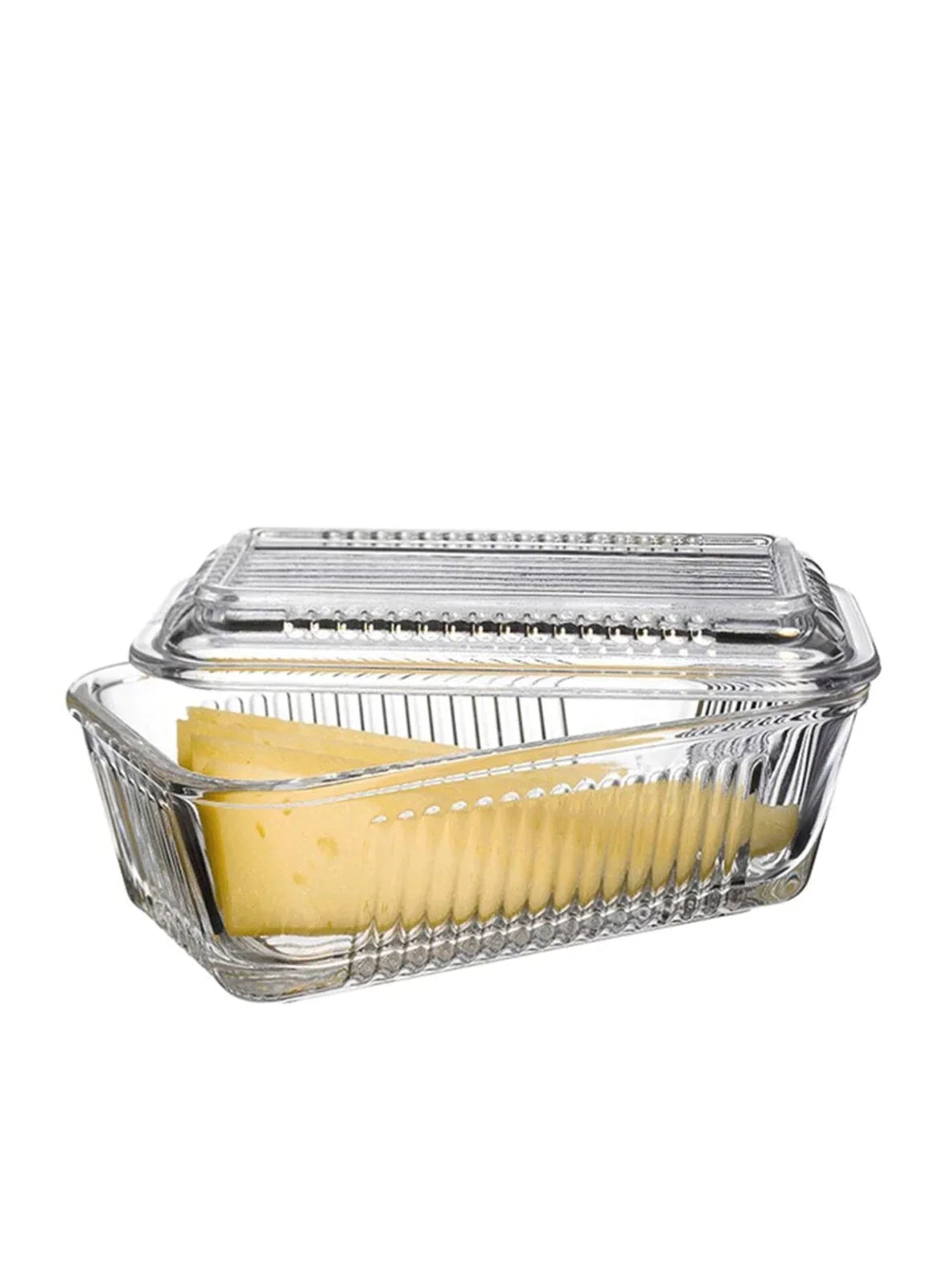 Elegant PB Frigo Clear Glass Cheese Butter Dish 17x10x7cm