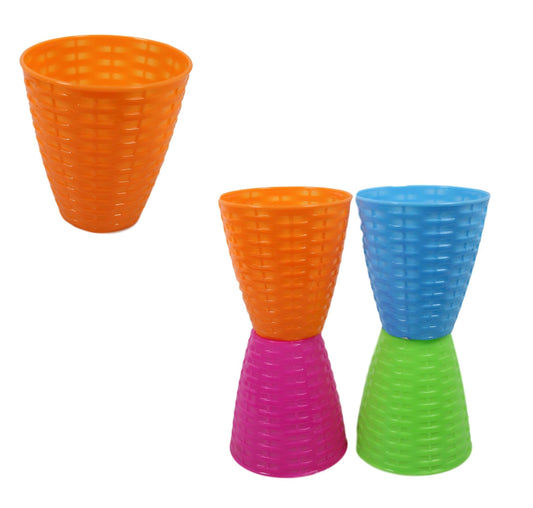 Colorful Rattan Style Party Cups Set for Kids Celebrations