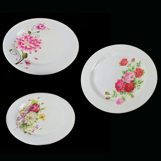 Assorted Floral Design Plastic Plates Set of 6 20 cm