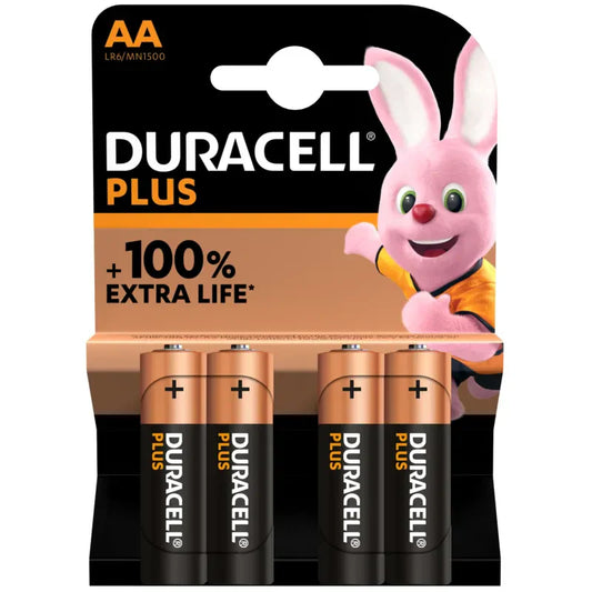 Duracell Plus AA Batteries LR6 Non Rechargeable Pack of 4