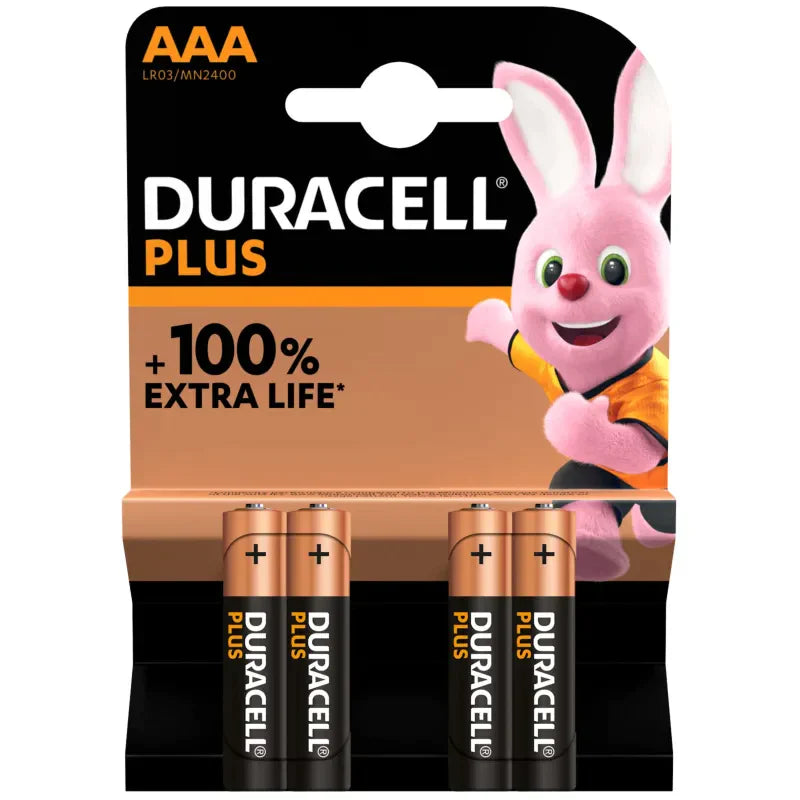 Duracell Plus AAA Batteries LR03 Pack of 4 NonRechargeable Alkaline Batteries