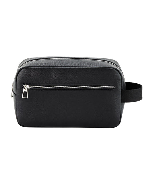 Structured Luxe PU Wash Bag Black