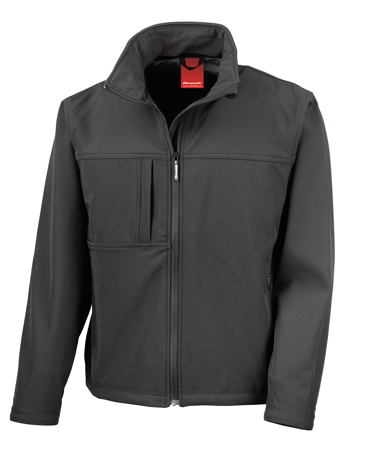 Mens Plus Size Softshell Jacket with Storm Flap and Zip Pockets