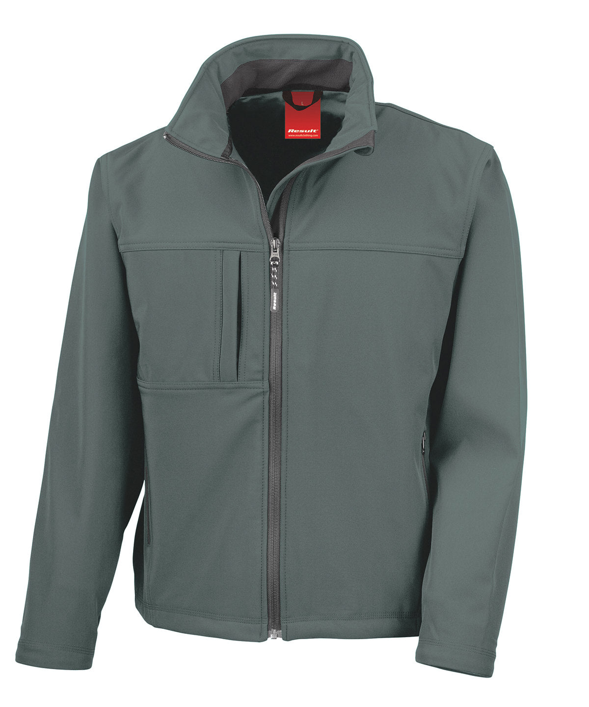 Mens Plus Size Softshell Jacket with Storm Flap and Zip Pockets