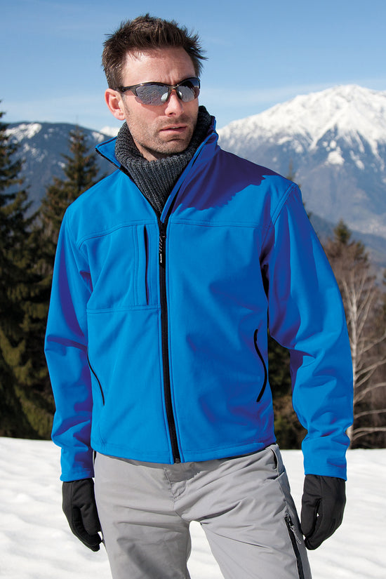 Mens Plus Size Softshell Jacket with Storm Flap and Zip Pockets