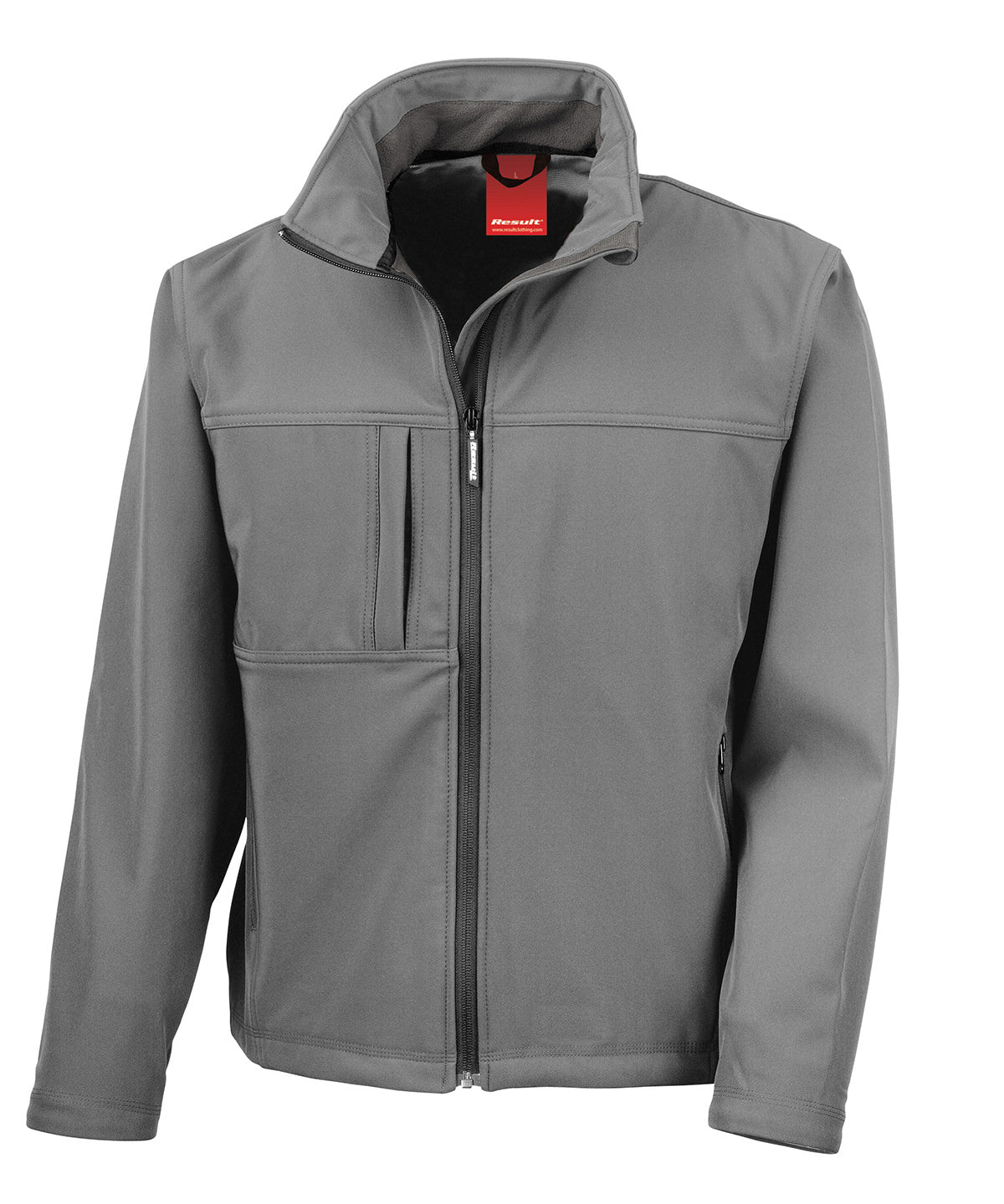 Mens Plus Size Softshell Jacket with Storm Flap and Zip Pockets