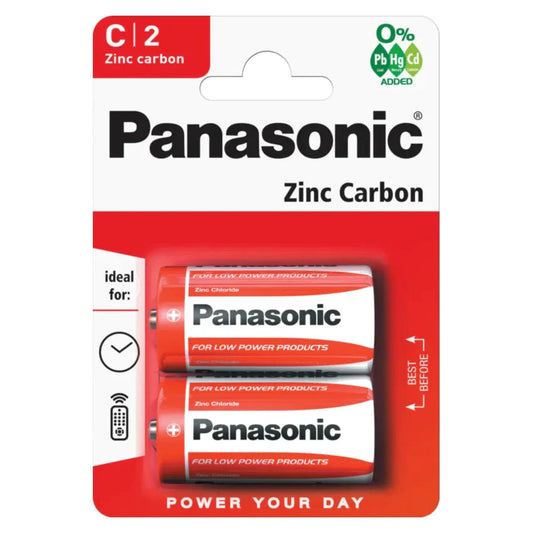 Panasonic C Batteries 2Pack Zinc Carbon R14 15V Battery