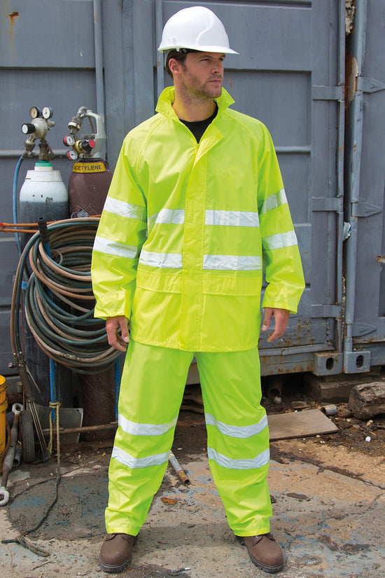 Yellow HighVisibility Waterproof Work Suit with Reflective Bands