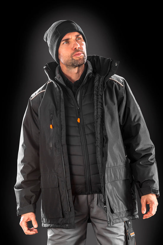 Black WorkGuard Vostex Long Coat Waterproof and Windproof