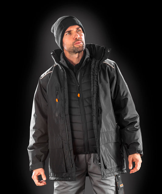 Black WorkGuard Vostex Long Coat Waterproof and Windproof