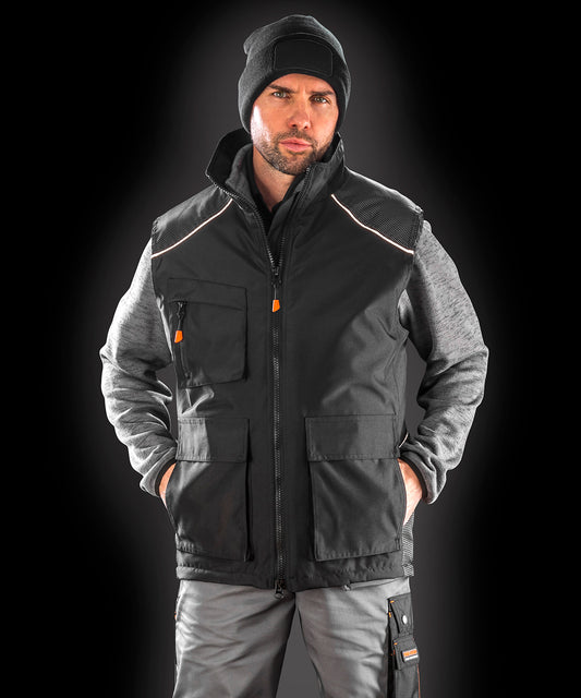 Black WorkGuard Vostex Bodywarmer with Dobby Design and Reflective Detail