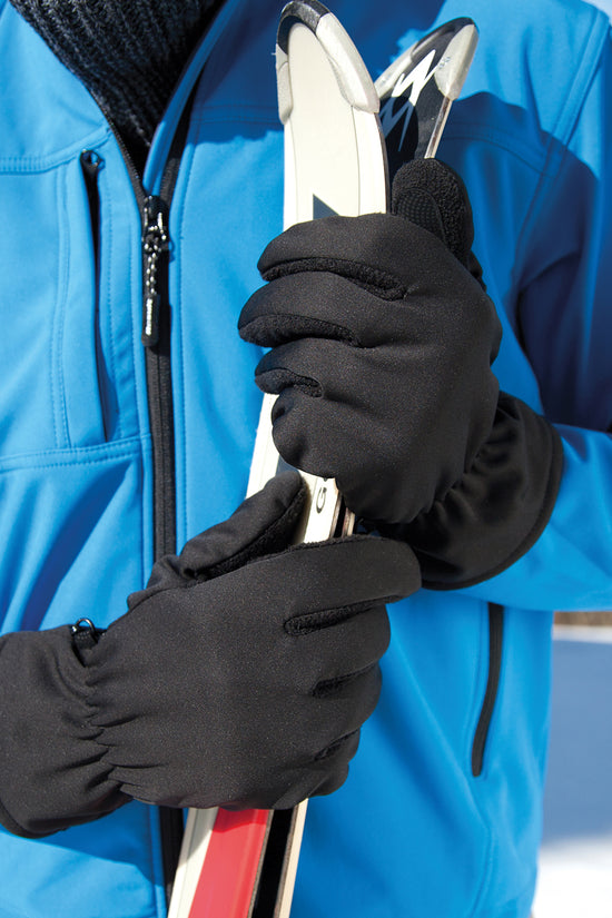 Black Softshell Thermal Gloves with Extended Wrist Cover