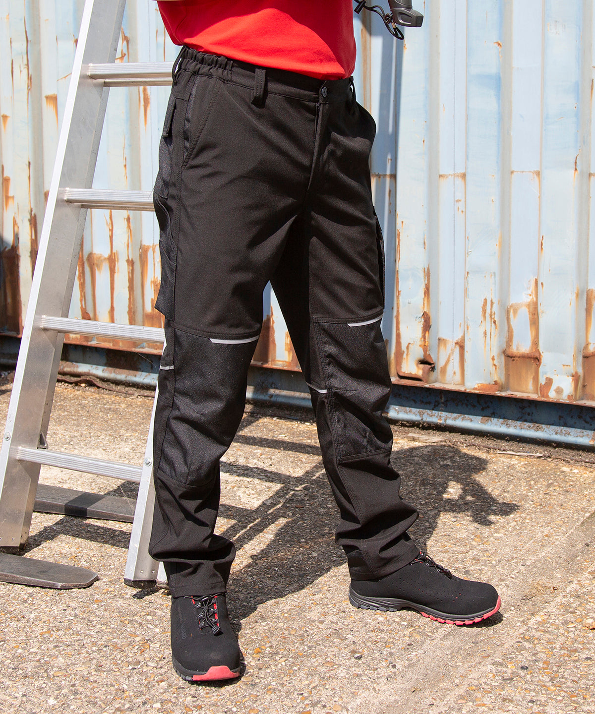 Black Slim Fit Softshell Work Trousers with Reflective Detail