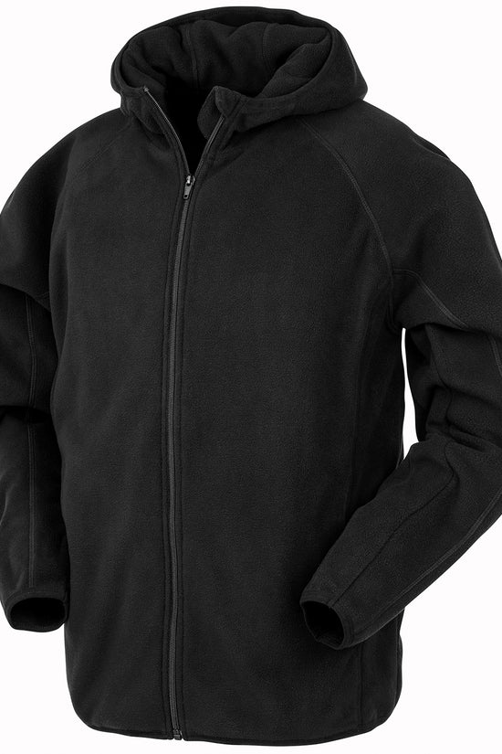 Black Recycled Hooded Microfleece Jacket Sustainable Comfort for Every Season