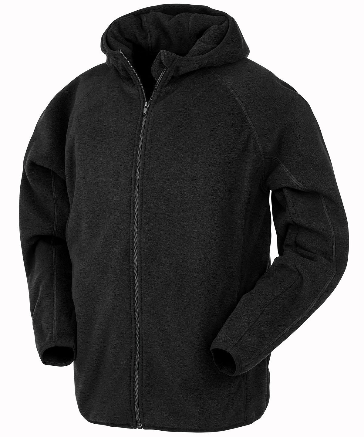 Black Recycled Hooded Microfleece Jacket Sustainable Comfort for Every Season