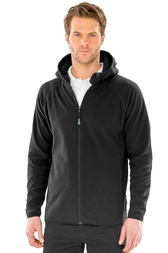 Black Recycled Hooded Microfleece Jacket Sustainable Comfort for Every Season