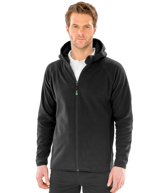 Black Recycled Hooded Microfleece Jacket Sustainable Comfort for Every Season