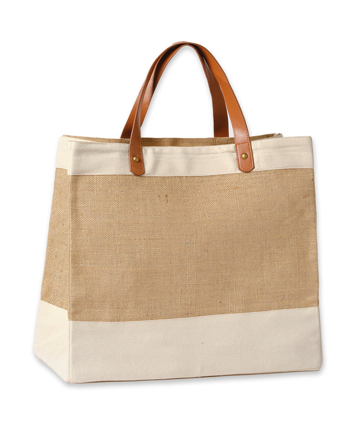 EcoFriendly Jute Tote with Faux Leather Accents