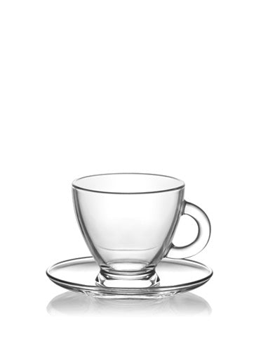 Set of 12 Glass Espresso Coffee Cups with Saucers ROMAS1