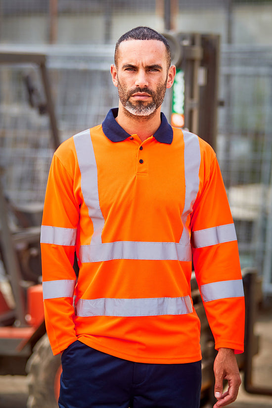 High Visibility Long Sleeve Polo for Male Adults
