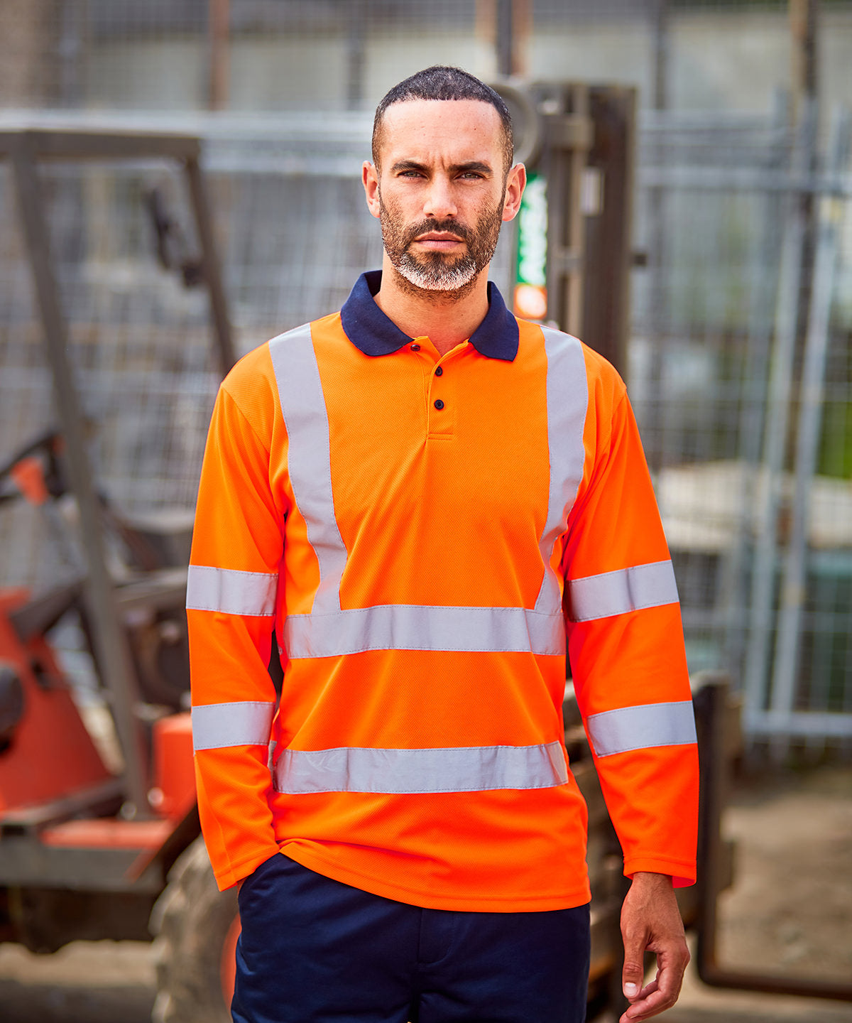High Visibility Long Sleeve Polo for Male Adults