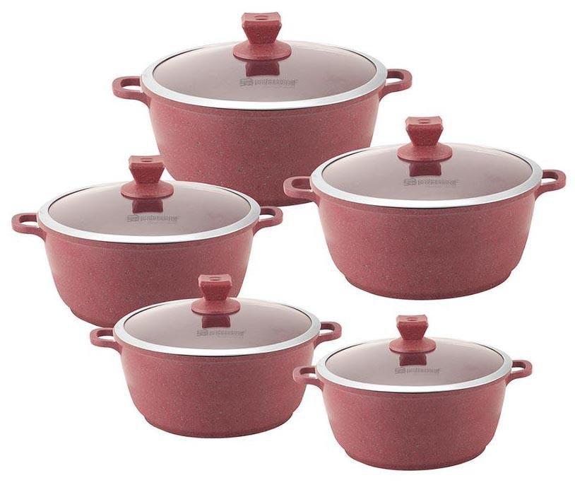 SQ Professional Nea Marbell Effect Diecast Stockpot Set 5 Piece Rossa Set