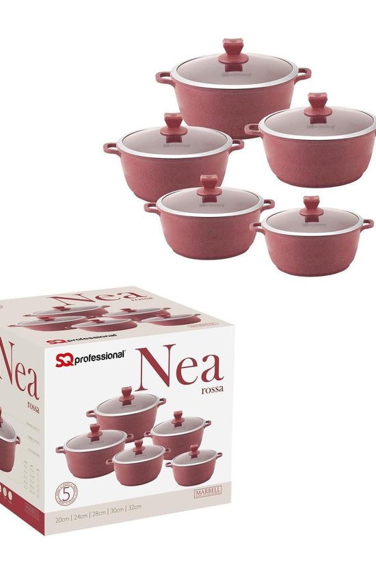 SQ Professional Nea Marbell Effect Diecast Stockpot Set 5 Piece Rossa Set