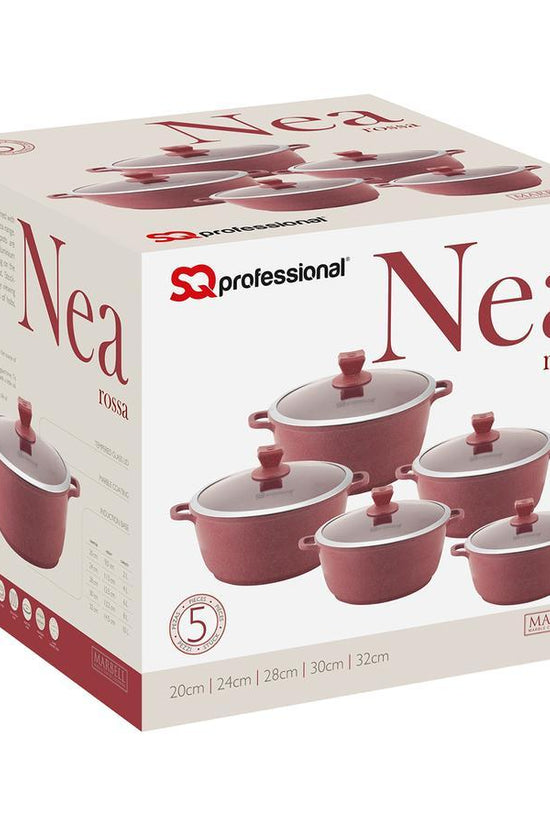 SQ Professional Nea Marbell Effect Diecast Stockpot Set 5 Piece Rossa Set