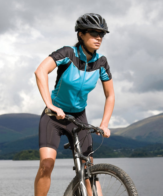 Womens BlackWhite Spiro FullZip Cycling Top Lightweight Breathable