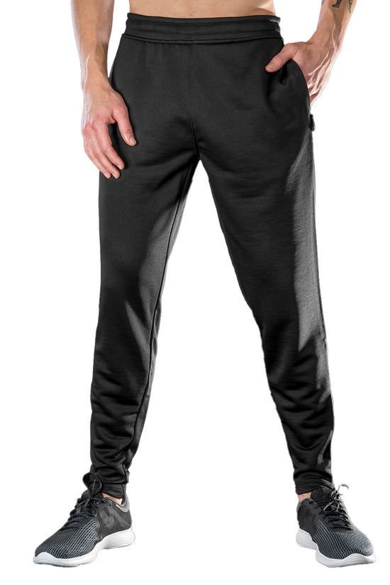 Black Slimfit Joggers with HeatTrapping Fabric and QuickDry Technology
